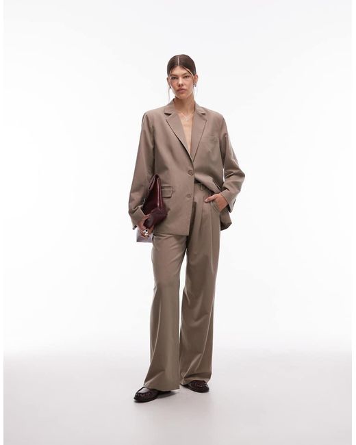 emory park Brown Drop Shoulder Oversized Tailored Blazer