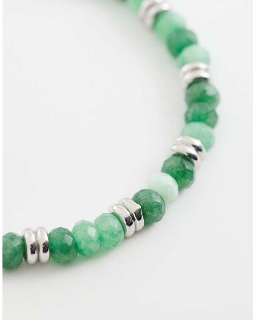 ASOS Green Semi-precious Stone And Charm Beaded Bracelet for men