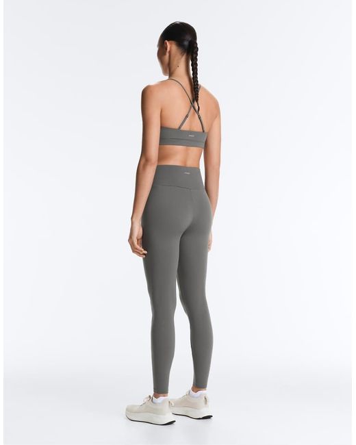 Oysho Gray Comfortlux Light-support Sports Bra With Crossover Straps