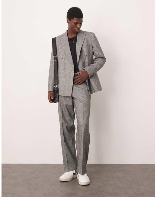 ASOS Pantalon Van Zware Stof Met Wijde Pijpen in het Gray voor heren