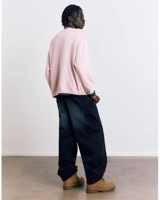 Pull&Bear Pink Stwd Studio Embroidered Jumper for men