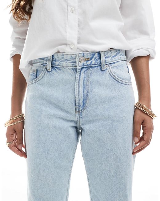 Bershka Blue Petite Straight Leg Jeans