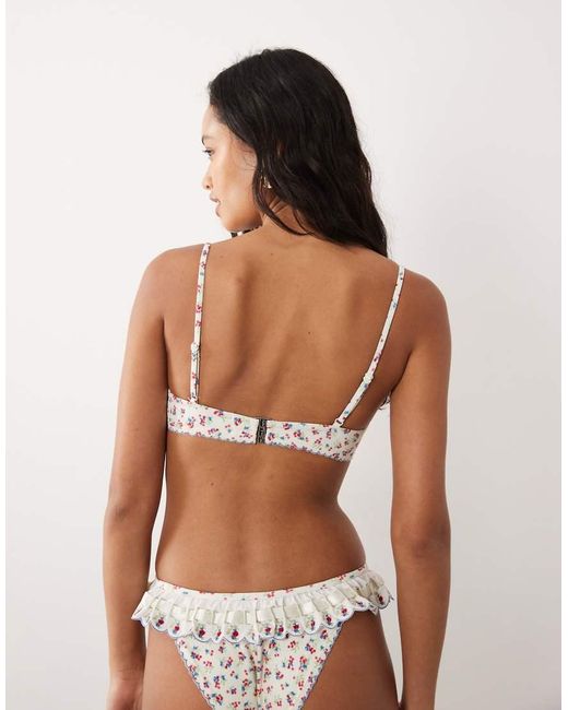 For Love & Lemons Brown Cherry Mae Frill Detail Bikini Bottom Co-Ord
