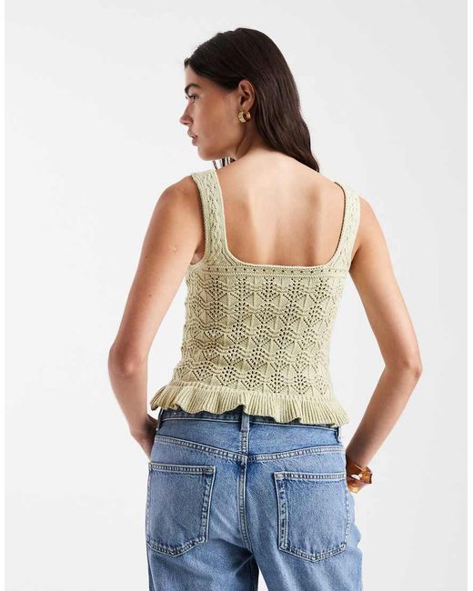 New Look Green Knitted Square Neck Singlet