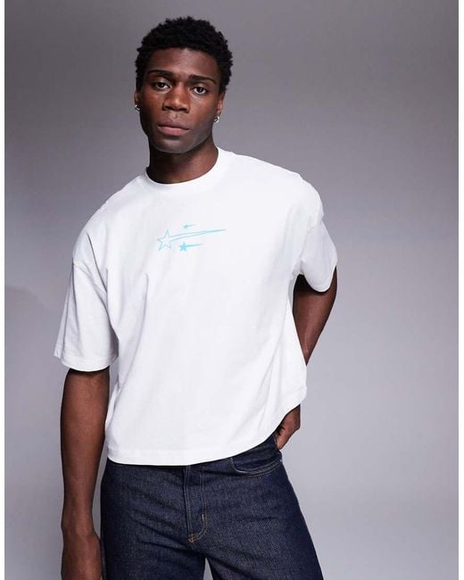 ASOS White Cropped Oversized T-shirt With Sport Graphic for men