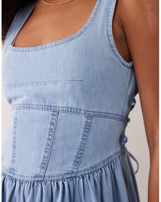 ASOS Blue Denim Ballerina Midi Dress