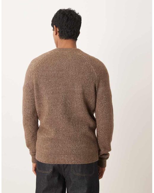 Mango Brown Wool Mix Salt And Pepper Jumper for men