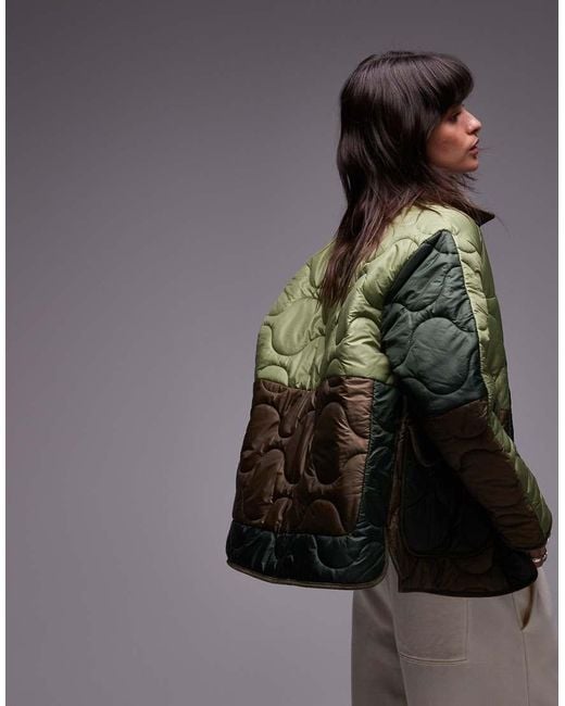 TOPSHOP Gray Patchwork Quilted Liner Jacket
