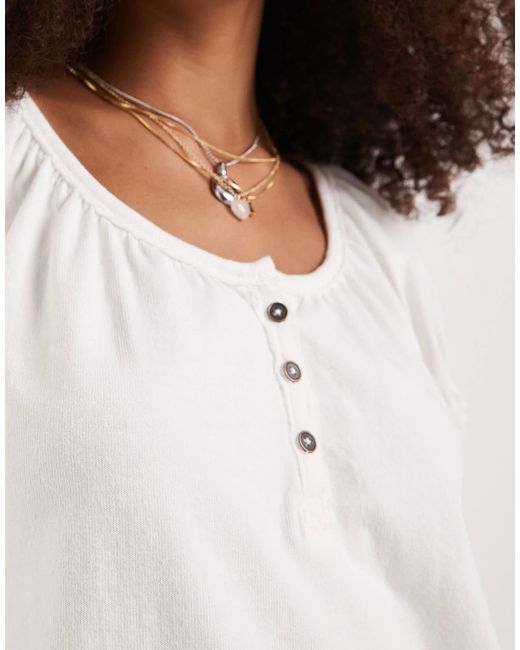 Free People White Issa Button-down Top