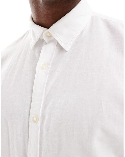 Jack & Jones White Linen Shirt With Long Sleeve for men
