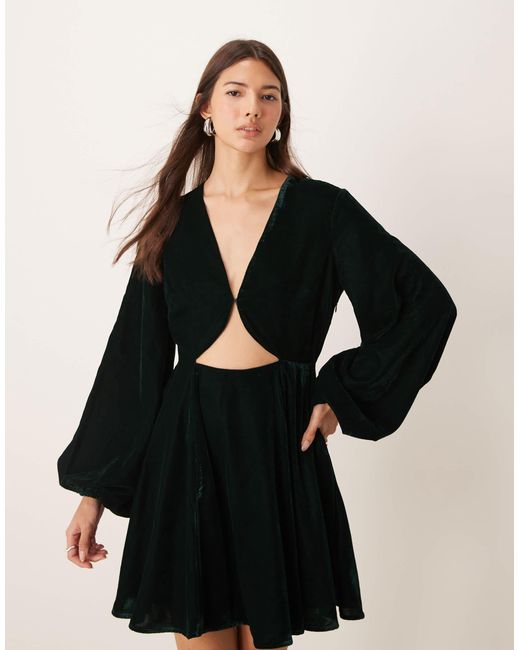 ASOS Black – langärmliges minikleid aus samt