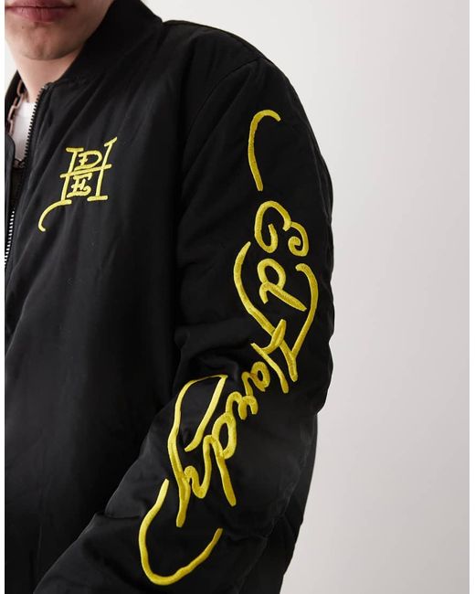 Ed Hardy Black La Tiger Roar Bomber Jacket for men