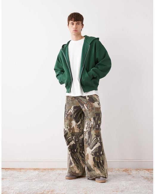 Collusion Green Zip Through Hoodie for men