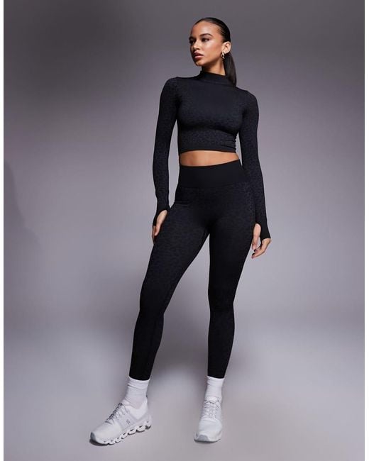 BO+TEE Blue Thermal Seamless High Neck Long Sleeve Top