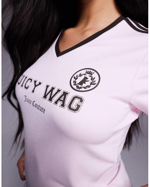 Juicy Couture Purple V Neck Juicy Wag Logo T-Shirt