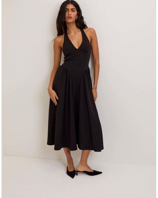 Nobody's Child Black Halterneck Amie Midi Dress