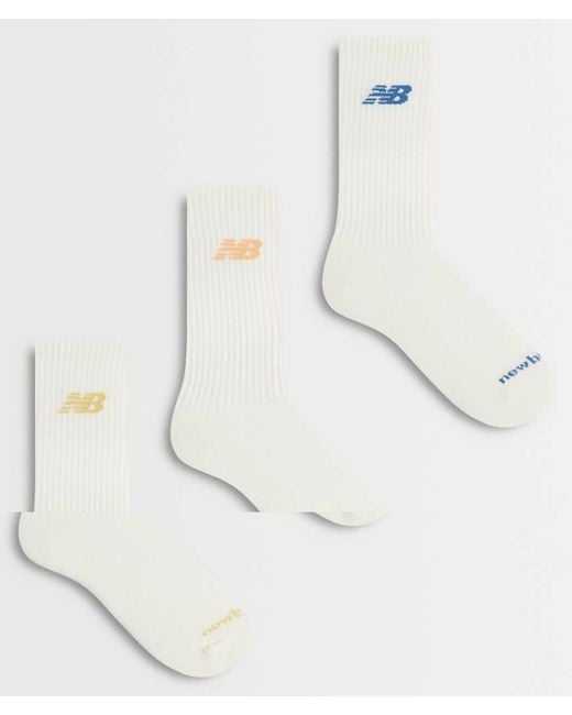 New Balance White 3 Pack Everyday Seasonal Crew Socks for men
