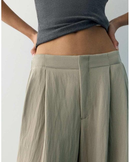 Pull&Bear Green Darted Smart Trousers