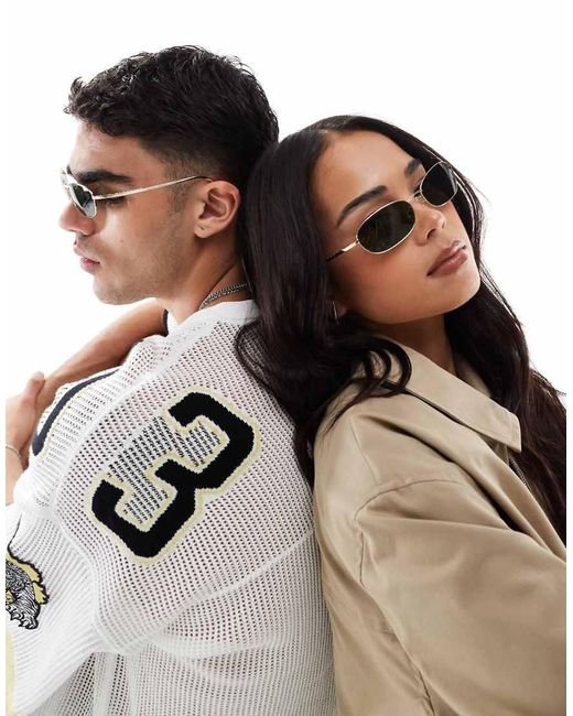 A.Kjærbede Black Jack Rectangle Metal Frame Sunglasses