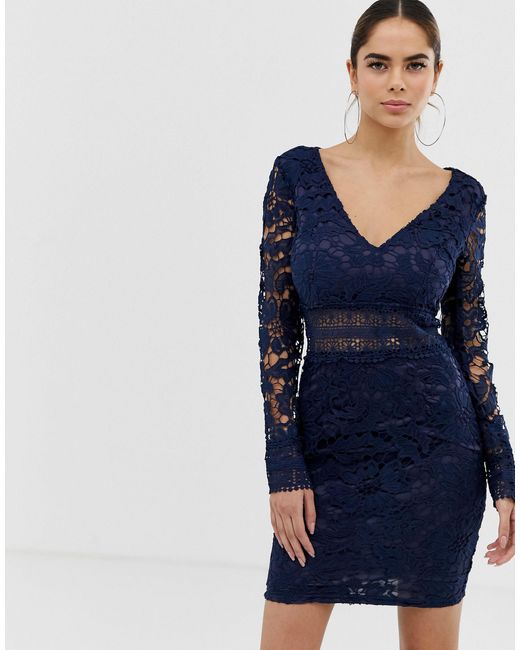 navy lace bodycon dress