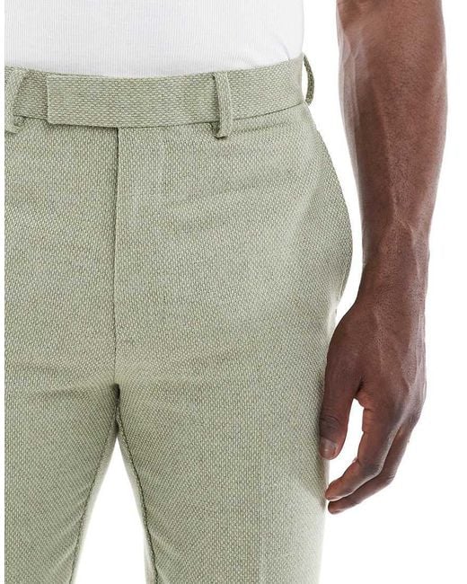 ASOS White Tapered Suit Trousers With Wool for men