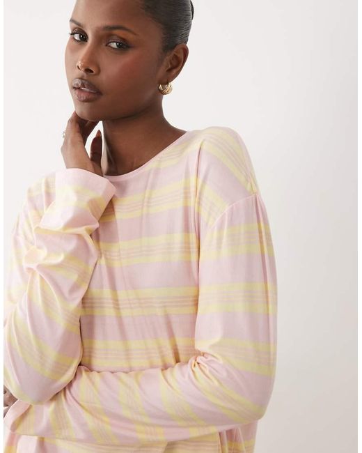 Kaiia Pink Super Soft Jersey Crew Neck Oversized Long Sleeve Top Co-ord