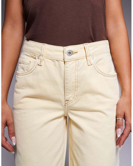 River Island Jeans Met Hoge Taille En Wijde Ronde Pijpen in het Natural