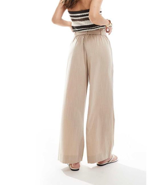 ONLY Broek Met Wijde Pijpen En Gestrikte Taille in het Natural
