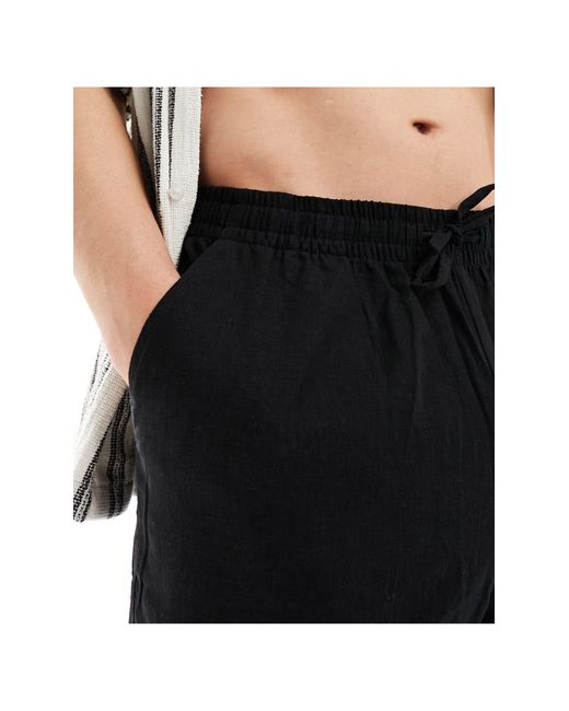 New Look – shorts aus leinenmix in Black für Herren