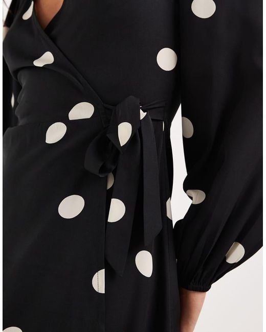Wednesday's Girl Black Long Sleeve Wrap Around Midaxi Dress
