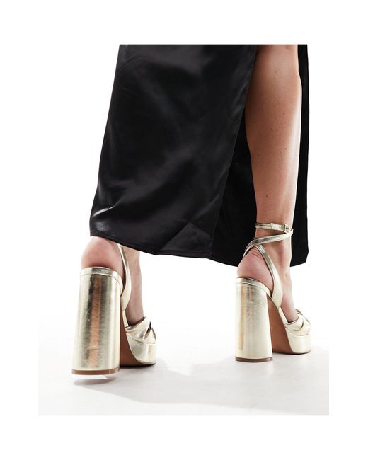 Nikita - sandales à talon carré et semelle plateforme avec détail noué ASOS en coloris Black