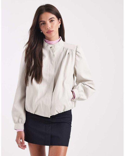 Miss Selfridge Natural Faux Leather Gathered Detail Jacket