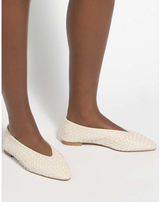 Dune White Henlee Ballet Pumps