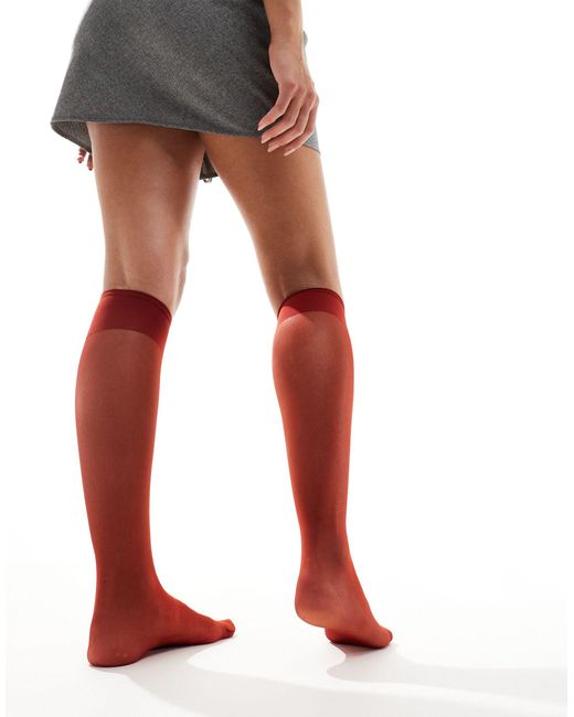 ASOS Red Sheer Knee High Socks