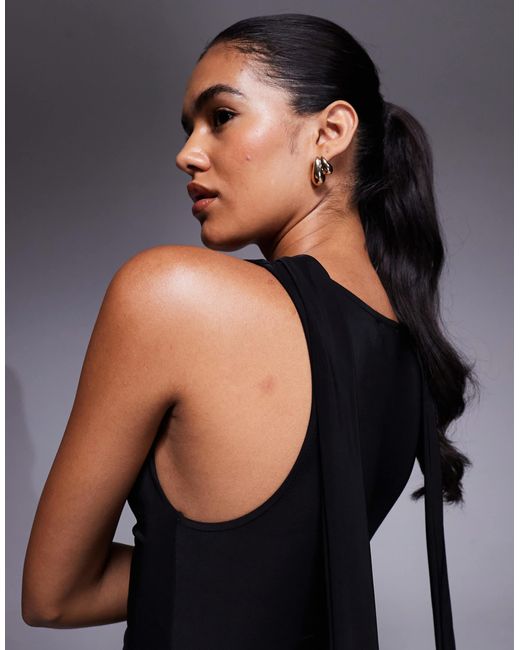 ASOS Black Slinky Cowl Scarf Neck Top