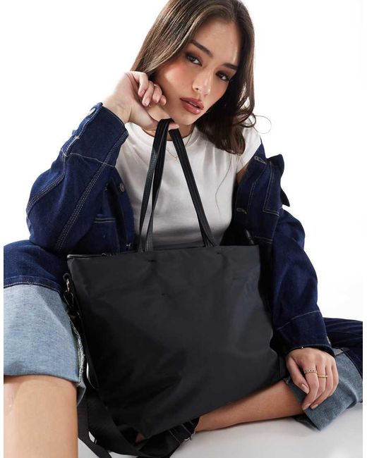 Stradivarius Blue Nylon Tote Bag