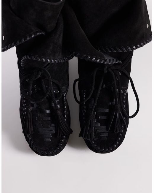 Bronx Black Savann-A Fringe Lace Up Ankle Boots