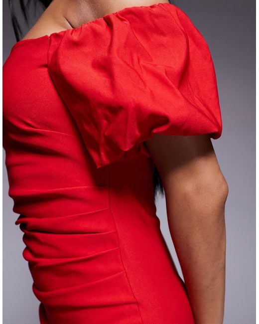Vesper Red – midaxi-kleid aus bengaline