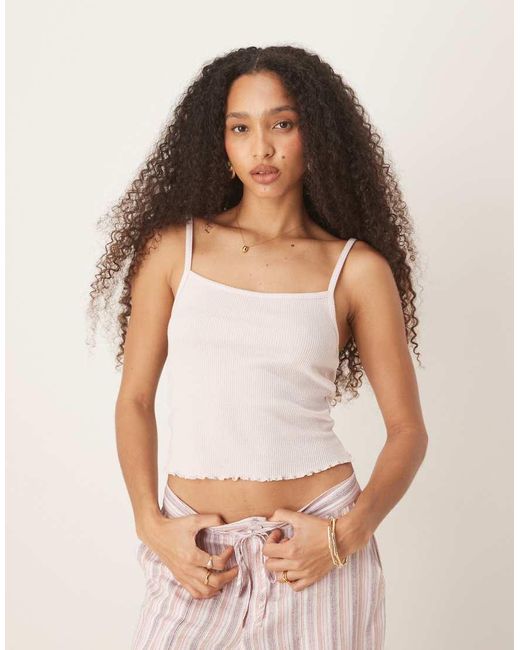 ASOS Pink Waffle Lettuce Edge Cami Vest
