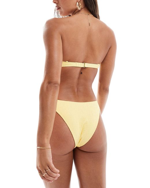 Abercrombie & Fitch Brown Co-ord O-ring High Leg Cheeky Smocked Bikini Bottom
