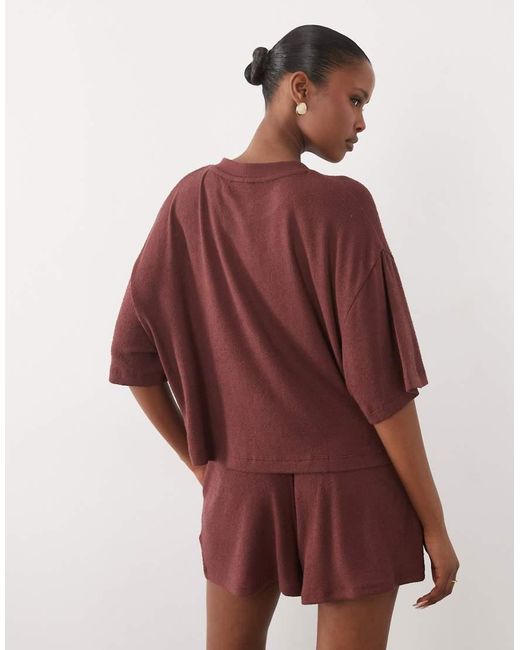 ASOS Textured Knit Boxy Crop Button Down Top
