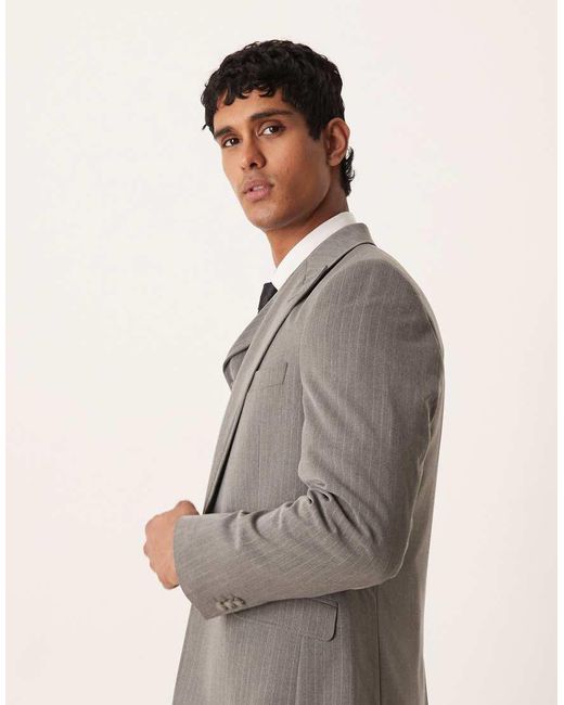 ASOS Gray Pinstripe Slim Fit Jacket for men
