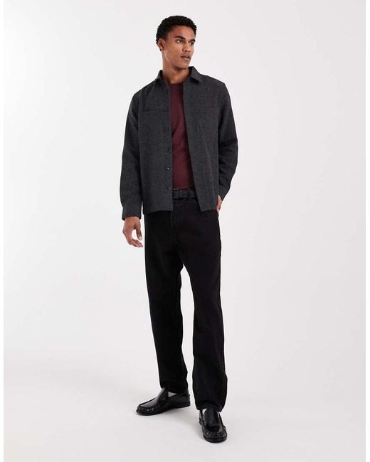 ASOS Gray Herringbone Overshirt for men
