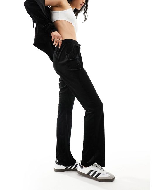 Pieces Black Velour Flare Tracksuit Trousers Co-ord