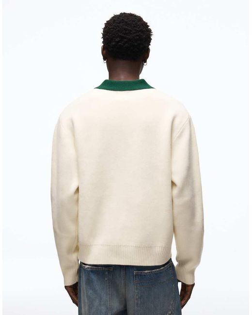 Bershka White Polo Jumper for men