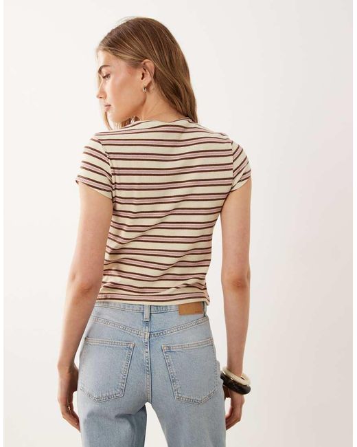 Miss Selfridge Brown Short Sleeve Button Through Top