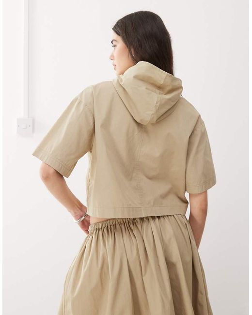 Collusion Natural Hooded Zip Front Shirt