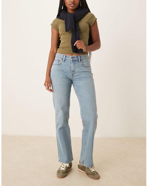 Abercrombie & Fitch Blue – curve love – knöchellange straight jeans