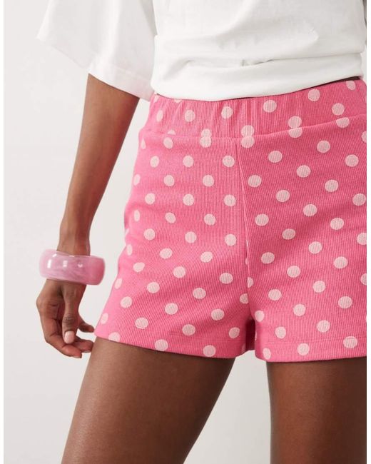 Miss Selfridge Pink Soft Rib Short