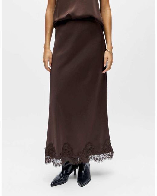 Object Maxi Rok Met Kanten Zoom in het White